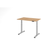 Sitz-Steh-Schreibtisch VXDSM, elektrisch h&ouml;henverstellbar, 127cm (H), 120x80cm (BxT), asteiche / silber