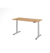 Sitz-Steh-Schreibtisch VXDSM, elektrisch h&ouml;henverstellbar, 127cm (H), 160x80cm (BxT), asteiche / silber