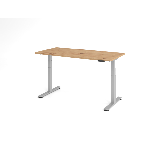 4032062189177 - Sitz-Steh-Schreibtisch VXDSM elektrisch höhenverstellbar 127cm (H) 160x80cm (BxT) Asteiche   silber 4032062189177 Hammerbach