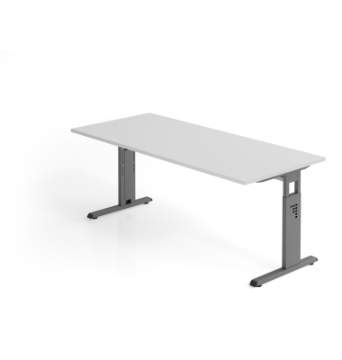 Schreibtisch VOS, manuell h&ouml;henverstellbar, 85cm (H), 180x80cm (BxT), grau / graphit