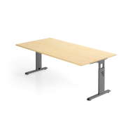 Schreibtisch VOS, manuell h&ouml;henverstellbar, 85cm (H), 200x100cm (BxT), ahorn / graphit