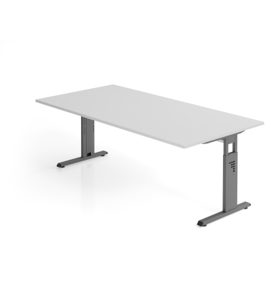 Schreibtisch VOS, manuell h&ouml;henverstellbar, 85cm (H), 200x100cm (BxT), grau / graphit