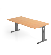 Schreibtisch VOS, manuell h&ouml;henverstellbar, 85cm (H), 200x100cm (BxT), buche / graphit