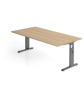 Schreibtisch VOS, manuell h&ouml;henverstellbar, 85cm (H), 200x100cm (BxT), eiche / graphit