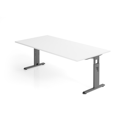 Schreibtisch VOS, manuell h&ouml;henverstellbar, 85cm (H), 200x100cm (BxT), wei&szlig; / graphit