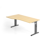 Schreibtisch VOS, manuell h&ouml;henverstellbar, 85cm (H), 180x100cm (BxT), ahorn / graphit