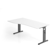 Schreibtisch VOS, manuell h&ouml;henverstellbar, 85cm (H), 180x100cm (BxT), wei&szlig; / graphit