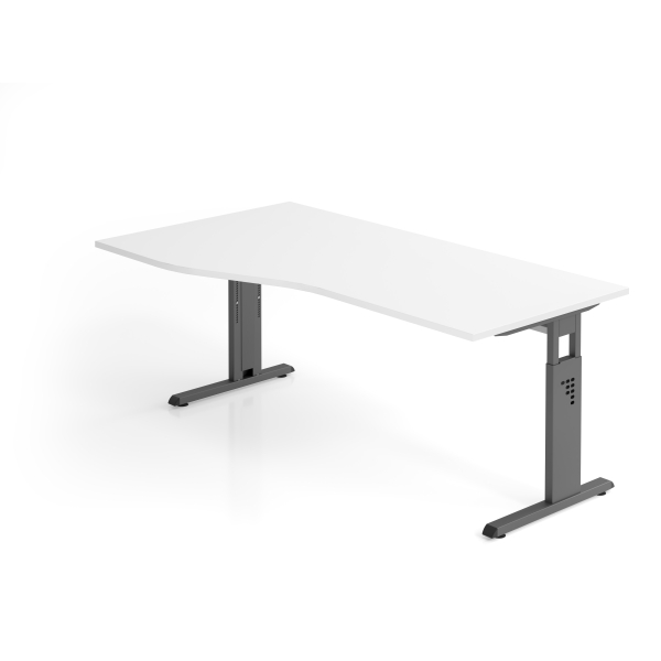 4032062190555 - Schreibtisch VOS manuell höhenverstellbar 85cm (H) 180x100cm (BxT) Weiß   graphit 4032062190555 Hammerbacher