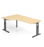 Schreibtisch VOS, manuell h&ouml;henverstellbar, 85cm (H), 200x120cm (BxT), ahorn / graphit