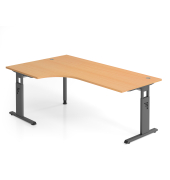 Schreibtisch VOS, manuell h&ouml;henverstellbar, 85cm (H), 200x120cm (BxT), buche / graphit