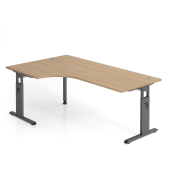 Schreibtisch VOS, manuell h&ouml;henverstellbar, 85cm (H), 200x120cm (BxT), eiche / graphit