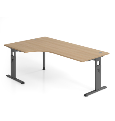 Schreibtisch VOS, manuell h&ouml;henverstellbar, 85cm (H), 200x120cm (BxT), eiche / graphit