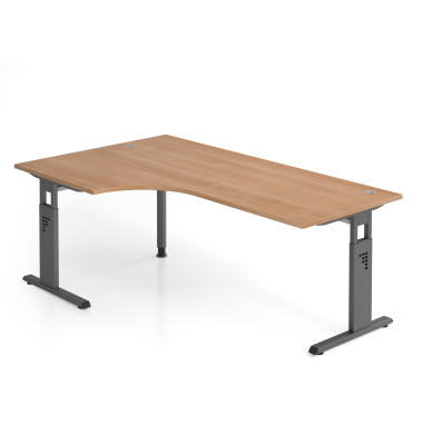 Schreibtisch VOS, manuell h&ouml;henverstellbar, 85cm (H), 200x120cm (BxT), nussbaum / graphit