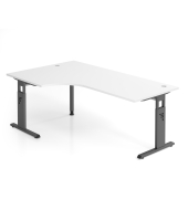 Schreibtisch VOS, manuell h&ouml;henverstellbar, 85cm (H), 200x120cm (BxT), wei&szlig; / graphit
