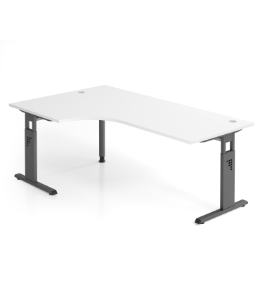 Schreibtisch VOS, manuell h&ouml;henverstellbar, 85cm (H), 200x120cm (BxT), wei&szlig; / graphit