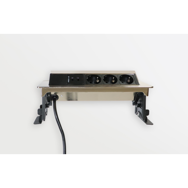 4032062190708 - PRO ELDUSB0 Steckdosenleiste (ohne Fräsung) 3 x Steckdose 2 x USB - Zubehör Alu