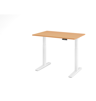 Sitz-Steh-Schreibtisch VXMKA, elektrisch h&ouml;henverstellbar, 120cm (H), 120x80cm (BxT), buche / wei&szlig;
