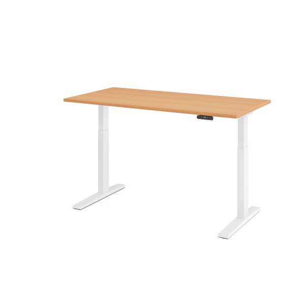 4032062190869 - HAMMERBACHER XMKA16 elektrisch höhenverstellbarer Schreibtisch buche rechteckig C-Fuß-Gestell weiß 1600 x 800 cm