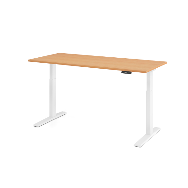 4032062190975 - HAMMERBACHER XMKA19 elektrisch höhenverstellbarer Schreibtisch buche rechteckig C-Fuß-Gestell weiß 1800 x 800 cm