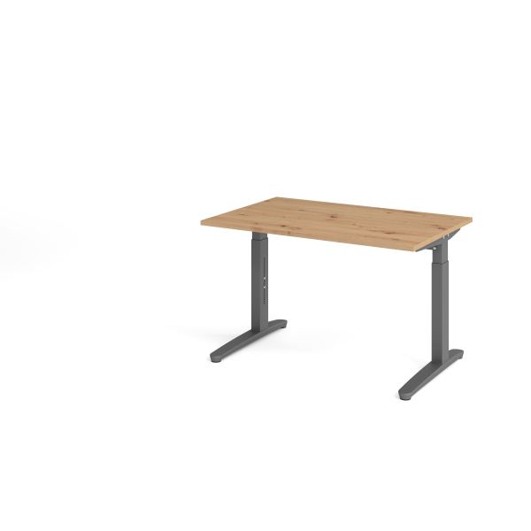 4032062191347 - eurokraft pro ANNY - Schreibtisch mit C-Fußgestell höhenverstellbar 650 - 850 mm Breite 1200 mm Asteiche   graphit