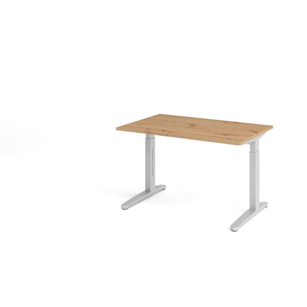 4032062191354 - eurokraft pro ANNY - Schreibtisch mit C-Fußgestell höhenverstellbar 650 - 850 mm Breite 1200 mm Asteiche   alusilber