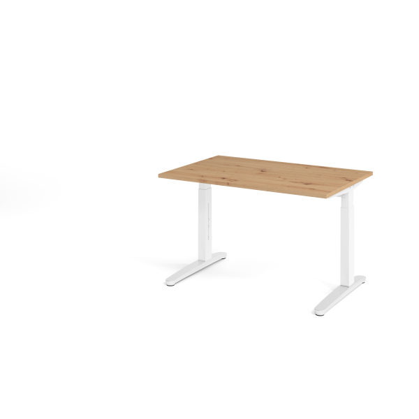 4032062191361 - Schreibtisch VXB manuell höhenverstellbar 85cm (H) 120x80cm (BxT) Asteiche   weiß 4032062191361 Hammerbacher