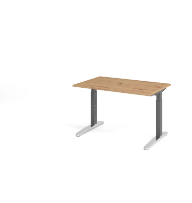 Schreibtisch VXB, manuell h&ouml;henverstellbar, 85cm (H), 120x80cm (BxT), asteiche / graphit