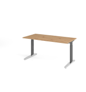 Schreibtisch VXB, manuell h&ouml;henverstellbar, 85cm (H), 160x80cm (BxT), asteiche / graphit