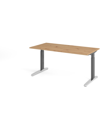 Schreibtisch VXB, manuell h&ouml;henverstellbar, 85cm (H), 160x80cm (BxT), asteiche / graphit