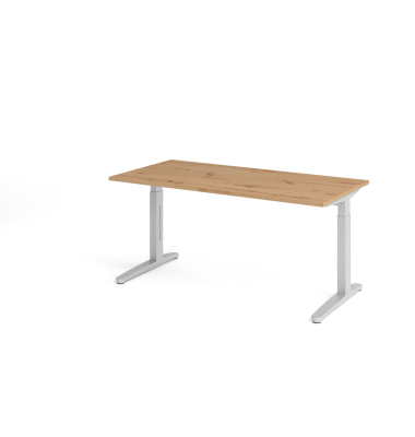 Schreibtisch VXB, manuell h&ouml;henverstellbar, 85cm (H), 160x80cm (BxT), asteiche / silber