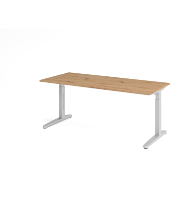 Schreibtisch VXB, manuell h&ouml;henverstellbar, 85cm (H), 180x80cm (BxT), asteiche / silber