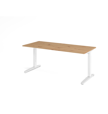 Schreibtisch VXB, manuell h&ouml;henverstellbar, 85cm (H), 180x80cm (BxT), asteiche / wei&szlig;