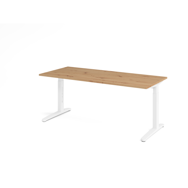 4032062191484 - eurokraft pro ANNY - Schreibtisch mit C-Fußgestell höhenverstellbar 650 - 850 mm Breite 1800 mm Asteiche   weiß