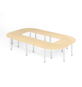 Konferenztisch K-Serie, manuell h&ouml;henverstellbar 74cm (H), 400x240cm (BxT), 10 Personen, 4x rechteckig, 2x quadratisch, 4x Viert