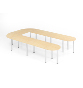 Konferenztisch K-Serie, manuell h&ouml;henverstellbar 74cm (H), 380x240cm (BxT), 2x rechteckig, 1x quadratisch, 2x Viertelkreis, 2x a