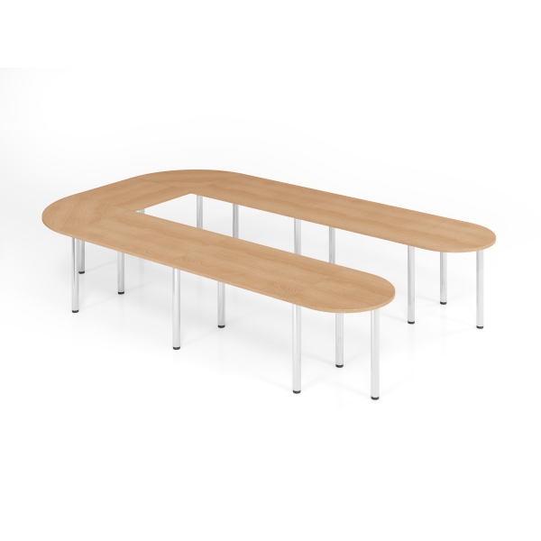 4032062191682 - Konferenztisch VSETK manuell höhenverstellbar 74cm (H) 380x240cm (BxT) Eiche   chrom 4032062191682 Hammerbacher