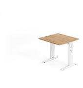 Schreibtisch VOS, manuell h&ouml;henverstellbar, 85cm (H), 80x80cm (BxT), asteiche / wei&szlig;