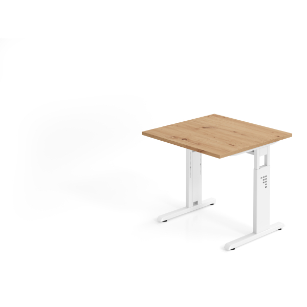 4032062192450 - Schreibtisch VOS manuell höhenverstellbar 85cm (H) 80x80cm (BxT) Asteiche   weiß 4032062192450 Hammerbacher
