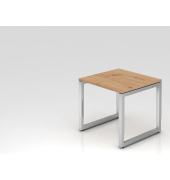 Schreibtisch VRS, manuell h&ouml;henverstellbar, 85cm (H), 80x80cm (BxT), asteiche / silber