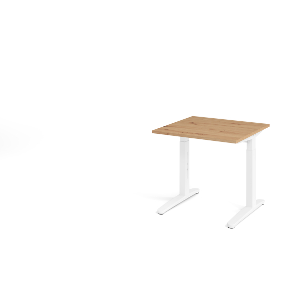 4032062192498 - eurokraft pro ANNY - Schreibtisch mit C-Fußgestell höhenverstellbar 650 - 850 mm Breite 800 mm Asteiche   weiß