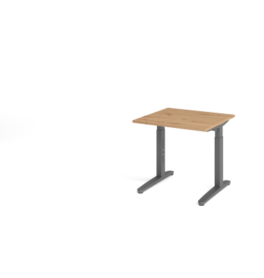 Schreibtisch VXB, manuell h&ouml;henverstellbar, 85cm (H), 80x80cm (BxT), asteiche / graphit
