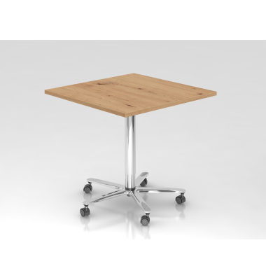 Sitz-Steh-Schreibtisch VST, mechanisch h&ouml;henverstellbar, 80x80cm (BxT), asteiche / chrom