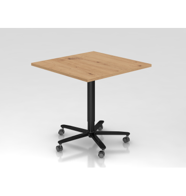 Sitz-Steh-Schreibtisch VST, mechanisch h&ouml;henverstellbar, 80x80cm (BxT), asteiche / schwarz
