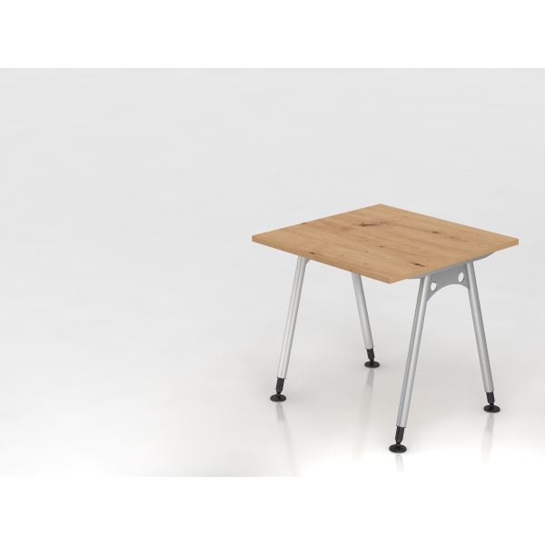 4032062192641 - Schreibtisch VAS manuell höhenverstellbar 76cm (H) 80x80cm (BxT) Asteiche   silber 4032062192641 Hammerbacher