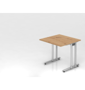 Schreibtisch VNS, 74cm (H), 80x80cm (BxT), asteiche / silber
