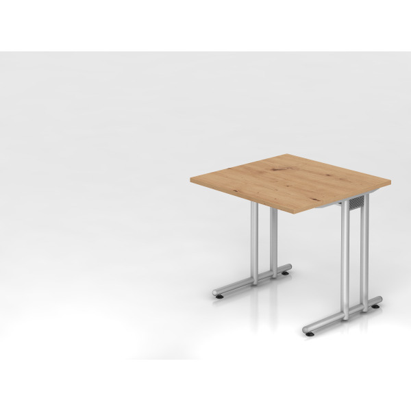 4032062192719 - Schreibtisch VNS 74cm (H) 80x80cm (BxT) Asteiche   silber 4032062192719 Hammerbacher