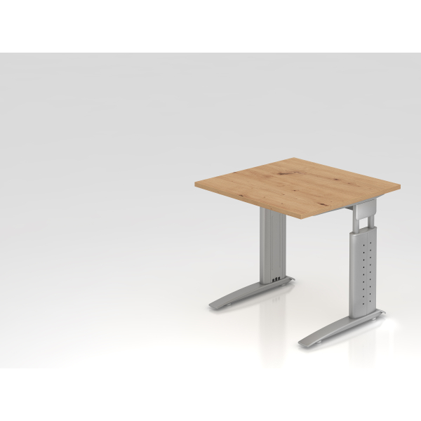 4032062192733 - Schreibtisch VUS manuell höhenverstellbar 86cm (H) 80x80cm (BxT) Asteiche   silber 4032062192733 Hammerbacher