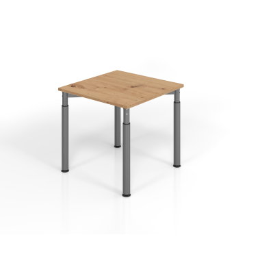 Schreibtisch VYS, manuell h&ouml;henverstellbar, 82cm (H), 80x80cm (BxT), asteiche / graphit