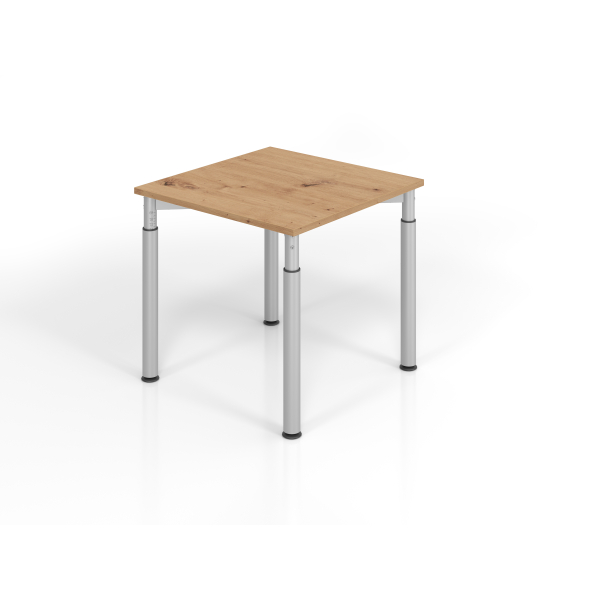 4032062192771 - Schreibtisch VYS manuell höhenverstellbar 82cm (H) 80x80cm (BxT) Asteiche   silber 4032062192771 Hammerbacher