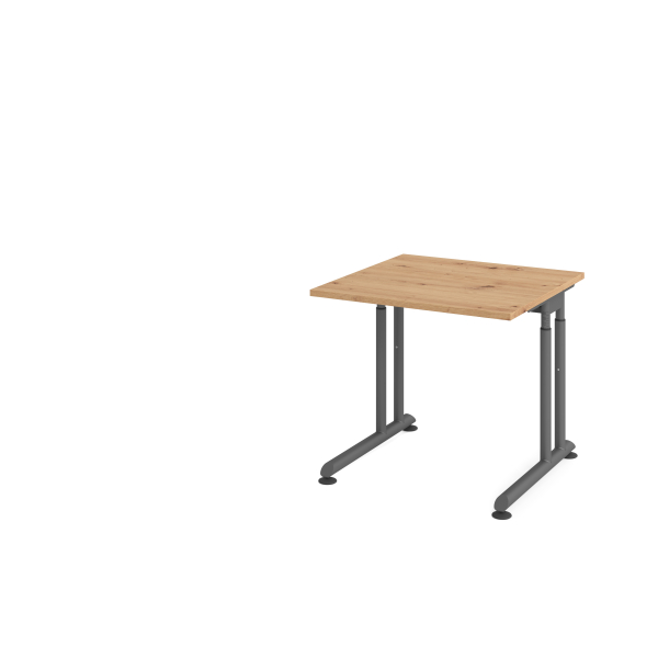 4032062192788 - Schreibtisch Breno manuelle Höheneinstellung horizontaler Kabelkanal B 800 x T 800 x H 680-820 mm Spanplatte & Stahl Asteiche Graphit